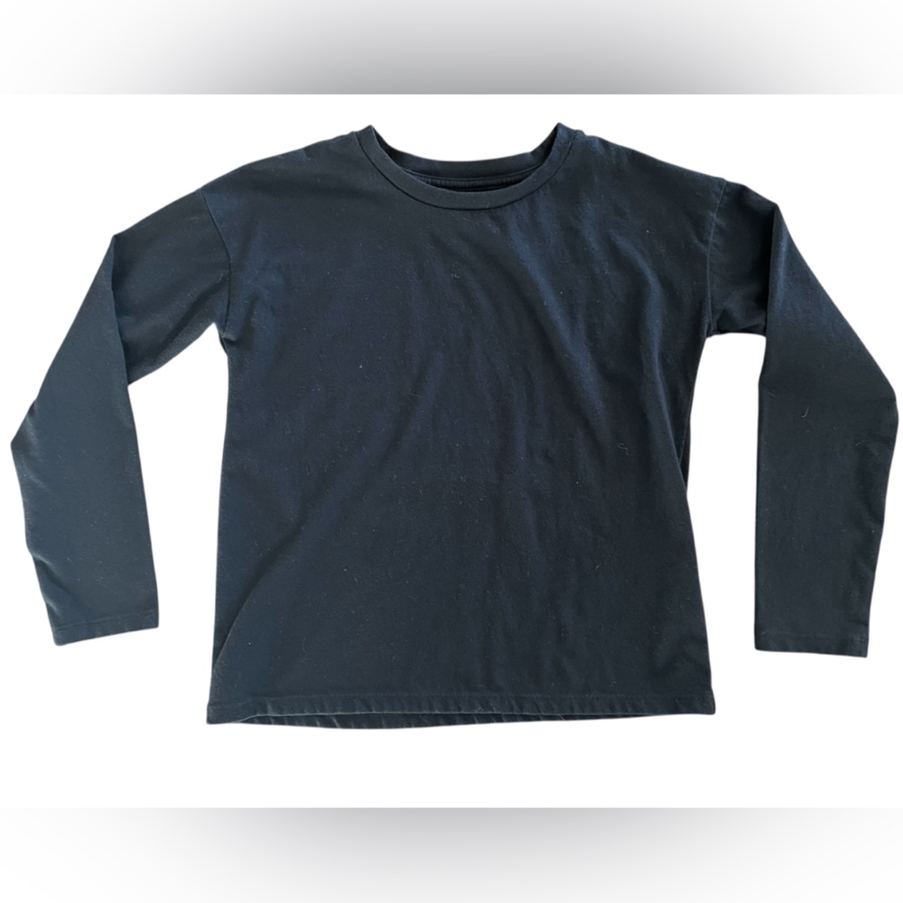 Classic Black Solid Long Sleeve Shirt Girls Size M
